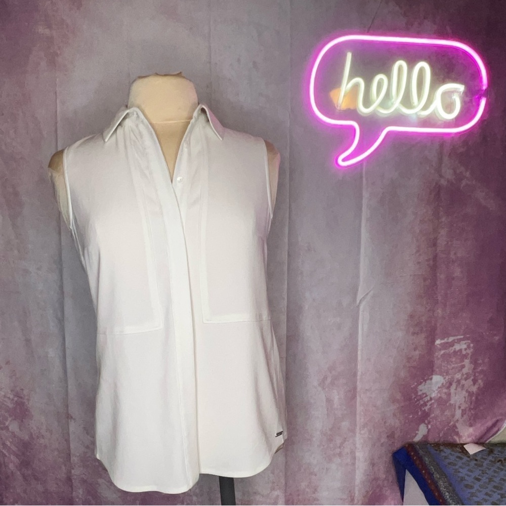 Worth 2 pockets Tank Blouse button down -2”